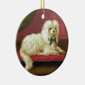 Witte Kerstmis Maltese Antiek schilderijen Keramisch Ornament (Rechts)