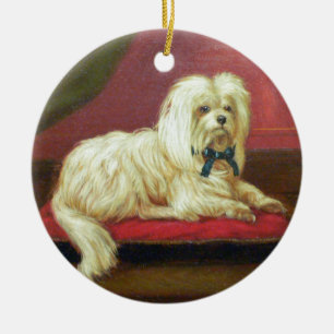 Witte Kerstmis Maltese Antiek schilderijen Keramisch Ornament