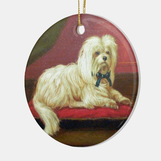 Witte Kerstmis Maltese Antiek schilderijen Keramisch Ornament (Links)