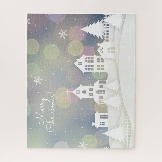 Witte Kerstmis met Bokeh Lights Legpuzzel (Verticaal)