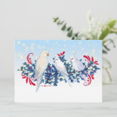 Witte Kerstmis Papegaaien Feestdagenkaart (Staand voorkant)