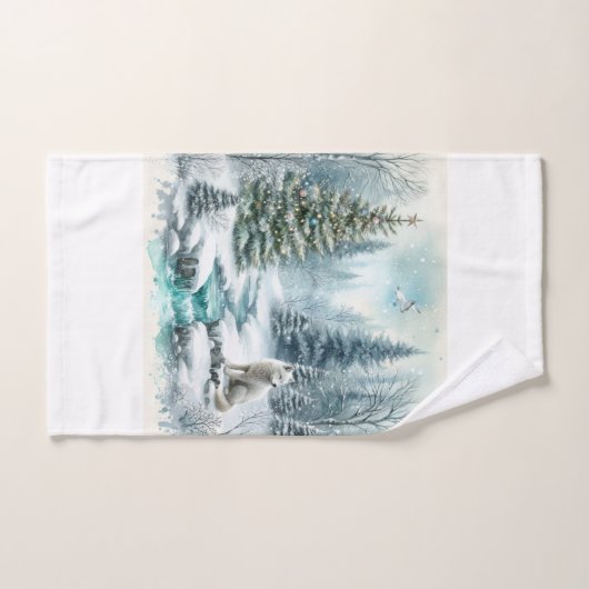 Witte Kerstmis Poolvos Handdoek (Handdoek)