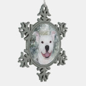 Witte kerstmis tin sneeuwvlok ornament (Links)