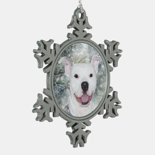 Witte kerstmis tin sneeuwvlok ornament (Links)