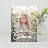 Witte Kerstmis Vakantie Fotokaart Feestdagenkaart (Staand voorkant)