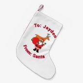 Witte Kerstmis van Santa Custom Name African Ameri Kleine Kerstsok (Voorkant (Hangend))