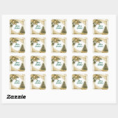 Witte Kerstmis Vintage Vierkante Sticker (Vel)