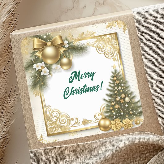 Witte Kerstmis Vintage Vierkante Sticker