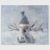 Witte Kerstmissneeuwman Cadeaupapier (Vlak)