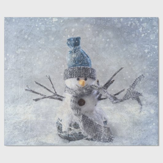 Witte Kerstmissneeuwman Cadeaupapier (Vlak)