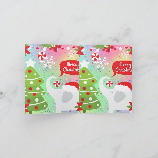 Witte kerstolifant notitiekaartje (Binnen)