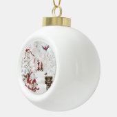Witte kerstornament Snowman Sled Kardinaal Keramische Bal Ornament (Rechts)