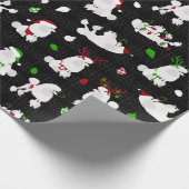 Witte kerstpannen zwart cadeaupapier (Hoek)