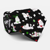 Witte kerstpannen zwart stropdas (Opgerold)