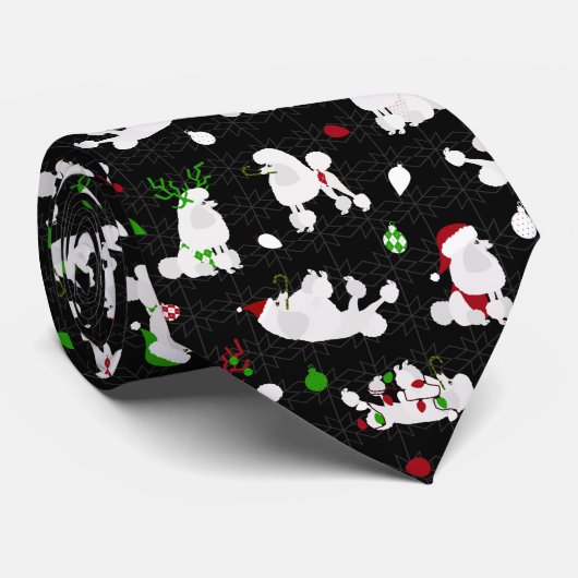 Witte kerstpannen zwart stropdas (Opgerold)