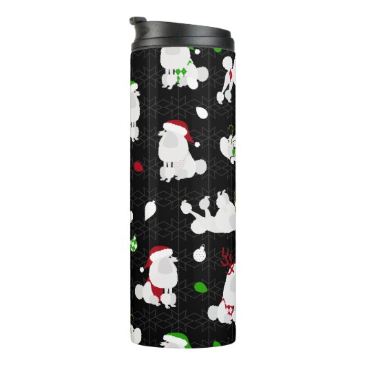 Witte kerstpannen zwart thermosbeker (Geroteerd rechts)