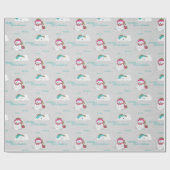 Witte kerstpolaire beren cadeaupapier (Vlak)