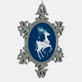 Witte kerstrenrenrendiervis tin sneeuwvlok ornament (Links)