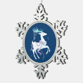 Witte kerstrenrenrendiervis tin sneeuwvlok ornament (Rechts)