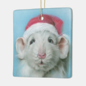 Witte kerstritje met een Santa Hat Pastel Art Keramisch Ornament (Links)