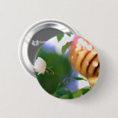 Witte kerstRoos Ronde Button 5,7 Cm (Voorkant /achterkant)