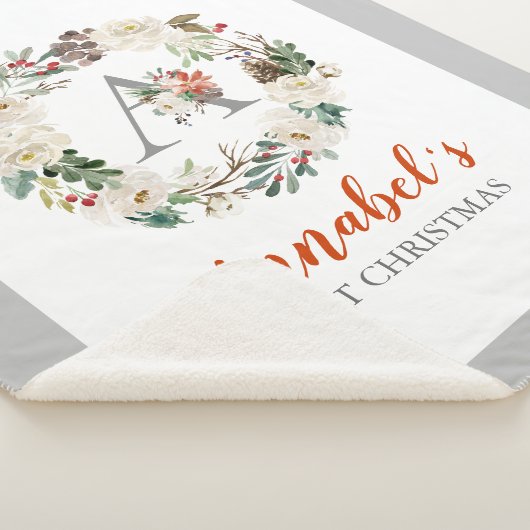 Witte kerstRozen en winterfeestjes met een grote a Sherpa Deken (3/4)