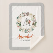 Witte kerstRozen en winterfeestjes met een grote a Sherpa Deken (Voorkant)