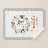 Witte kerstRozen en winterfeestjes met een grote a Sherpa Deken (Voorkant (horizontaal))