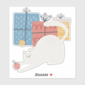 Witte kerstsierballen cadeaus cadeautjes sticker (Vel)