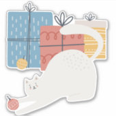 Witte kerstsierballen cadeaus cadeautjes sticker (Voorkant)