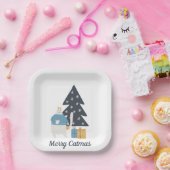 Witte kerstsierboom met kat papieren bordje (Feest)