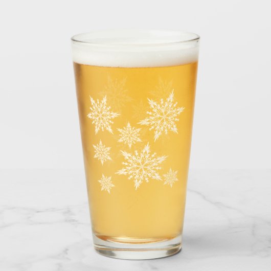 Witte kerstsnowflakes glas (Voorkant gevuld)
