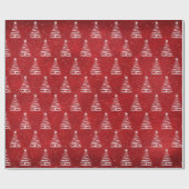 witte kerstster boom op rood cadeaupapier (Vlak)