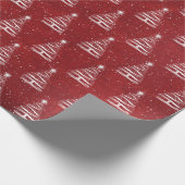 witte kerstster boom op rood cadeaupapier (Hoek)