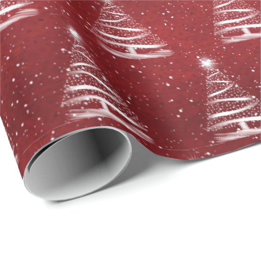 witte kerstster boom op rood cadeaupapier (Rol Hoek)