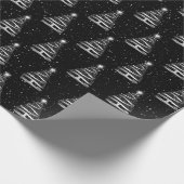 witte kerstster met zwarte kerstboom cadeaupapier (Hoek)