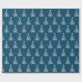witte kerststerboom op blauw cadeaupapier (Vlak)