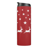 Witte kerststijl en aangepaste naam op rood thermosbeker (Geroteerd rechts)