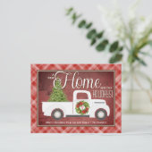Witte kersttruck Red Pset Wood Moving Briefkaart (Staand voorkant)
