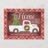 Witte kersttruck Red Pset Wood Moving Briefkaart (Voorkant)
