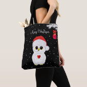 Witte Kerstuil op Zwart Tote Bag (Dichtbij)