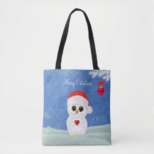Witte Kerstuil Tote Bag