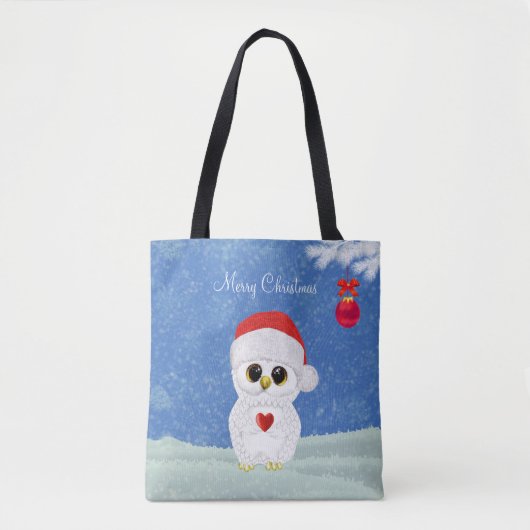 Witte Kerstuil Tote Bag (Voorkant)
