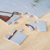 Witte kerstvakantie kat in de sneeuw legpuzzel (Zijkant)
