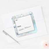 Witte Kerstversiering Cadeaubon Vierkante Sticker (Envelop)