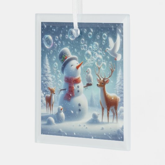 Witte kerstversiering glas ornament (Voorkant links)