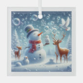 Witte kerstversiering glas ornament (Voorkant)