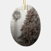 Witte kerstversiering keramisch ornament (Achterkant)