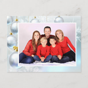 Witte kerstversiering met foto personaliseren feestdagenkaart