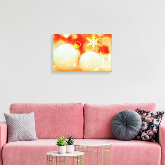 Witte kerstversieringen canvas afdruk (Insitu (Woonkamer))